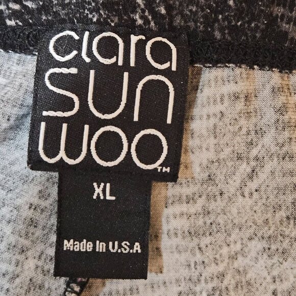 Clara SunWoo Knit Leggings Pants Size XL Grey Black Print Pull On Faded Look - Picture 4 of 8